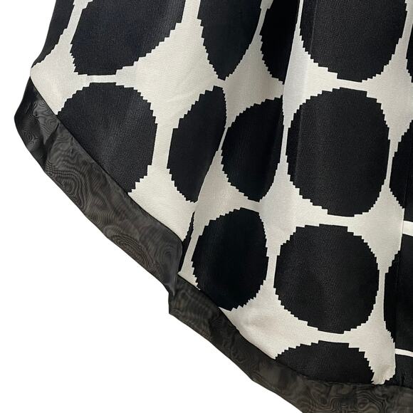 Gracia High-Low Skirt Black White Polka Dot Pleated Asymmetrical Ribbon Hem Sz L - Picture 12 of 15